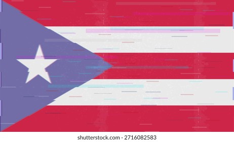 Puerto Rico glitch Flag Vektor, RGB Split Distortion, digitale abstrakte Video-Frame-Illustration