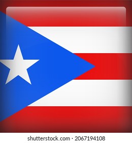 Puerto Rico Glossy 3D Square Country Flag Icon