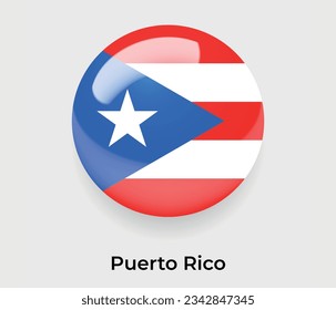 Puerto Rico Hochglanzblase der Nationalflagge Rundform Symbol Vektorgrafik Glas