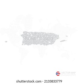 Puerto Rico grey map isolated on white background with abstract mesh line and point scales. Vector illustration eps 10