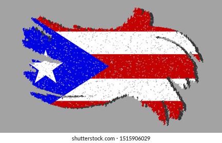 Puerto Rico grunge flag, Puerto Rico flag with shadow on isolated background, vector illustration