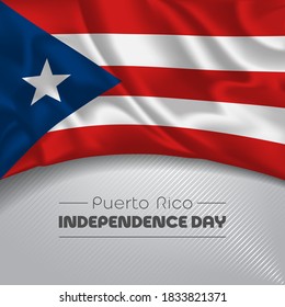 Puerto Rico happy independence day greeting card, banner vector illustration. Puerto Rican national holiday square design element with waving flag