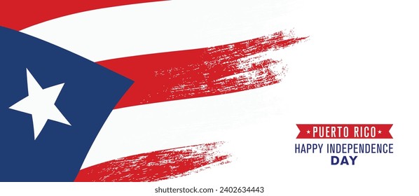 Puerto Rico happy independence day greeting card, banner vector illustration. Puerto Rican national holiday design element with distressed flag