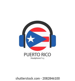 Puerto Rico headphone flag vector on white background. 