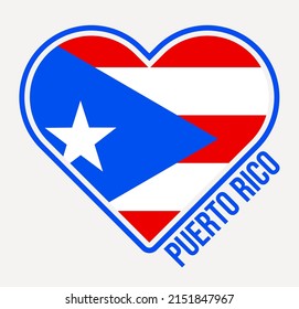 Puerto Rico heart flag badge. Made with Love from Puerto Rico logo. Flag of the country heart shape. Vector illustration.