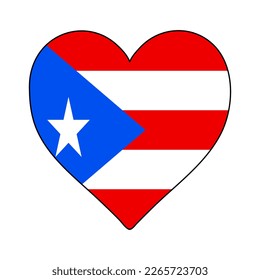 Puerto Rico Heart Shape Flag. Love Puerto Rico. Visit Puerto Rico. Caribbean. Latin America. Vector Illustration Graphic Design.