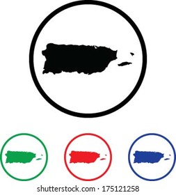 Puerto Rico Icon Illustration with Four Color Variations