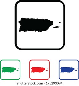 Puerto Rico Icon Illustration with Four Color Variations