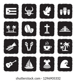 Puerto Rico Icons. Grunge Black Flat Design. Vector Illustration. 