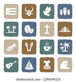 Puerto Rico Icons. Grunge Color Flat Design. Vector Illustration.