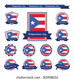 PUERTO RICO independence day flags infographic design