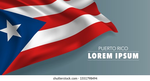 Puerto Rico independence day greeting card, banner with template text vector illustration. Puerto Rican memorial holiday template design element with flag with stripes and star 