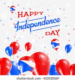Puerto Rico Independence Day Patriotic Design. Balloons in National Colors of the Country. Happy Independence Day Vector Greeting Card.