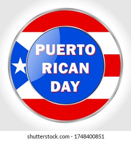Puerto Rico Independence Day round vector logo with national flag and text. All elements are isolated with the ability to edit.