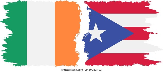 Puerto Rico and Ireland grunge flags connection, vector
