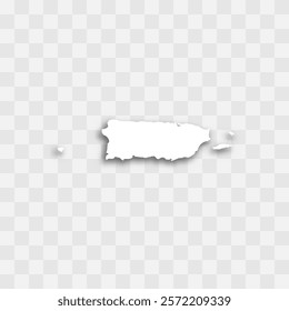 Puerto Rico islands high detailed vector representation of country silhouette. White color on transparent background with dropped shadow. For educational, decorative, or informational use.