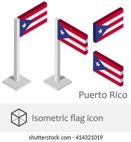 Puerto Rico isometric flag icon