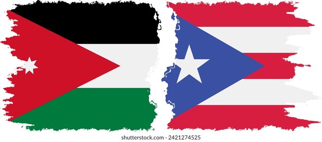 Puerto Rico and Jordan grunge flags connection, vector