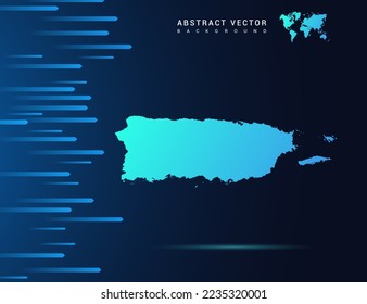 Puerto Rico map with abstract blue background technology.