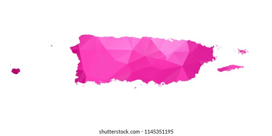 Puerto Rico Map - Abstract geometric rumpled triangular low poly style gradient graphic on white background , line dots polygonal design for your . Vector illustration