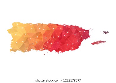 Puerto Rico Map - Abstract geometric rumpled triangular low poly style gradient graphic on white background , line dots polygonal design for your . Vector illustration eps 10.