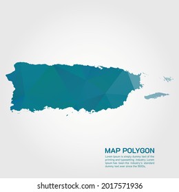 Puerto Rico Map Abstract geometric rumpled triangular low poly style gradient graphic on white background