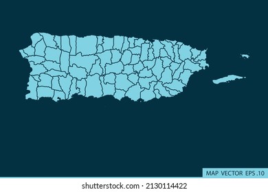 Puerto Rico map ,Abstract mash line and point scales on dark background for your web site design map logo, app, ui ,Travel. Vector illustration eps 10.