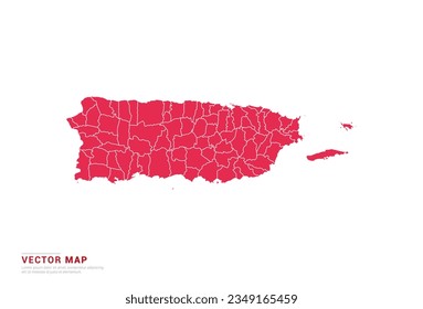 Puerto Rico Map - abstract style red isolated on white background for infographic, design vector.