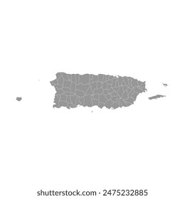 Puerto Rico map with administrative divisions. Vector illustration.