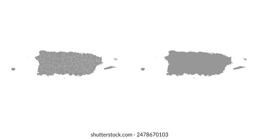 Puerto Rico map with administrative divisions. Vector illustration.