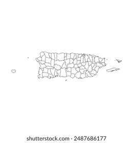 Puerto Rico map with administrative divisions. Vector illustration.