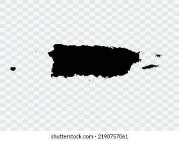 Puerto Rico Map black Color on Backgound png  not divided into cities