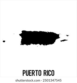 Puerto Rico Map - black World Map International vector template with High detailed isolated on white background - Vector