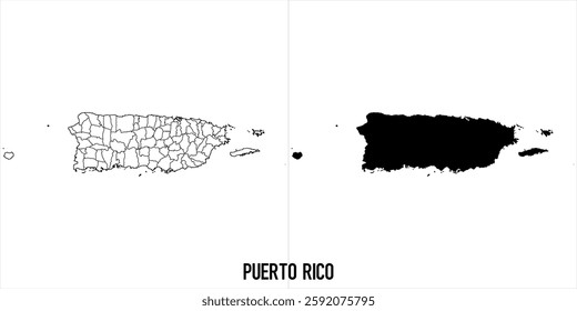 puerto rico Map - black World Map International vector template with High detailed isolated on white background - Vector