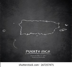 Puerto Rico map blackboard chalkboard vector