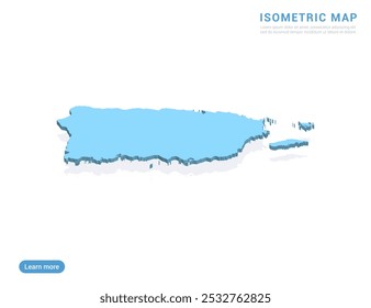 Puerto Rico map blue on white background with isometric vector.