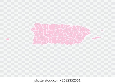 Puerto Rico Map Blush Color on White Background quality files Png