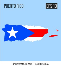 Puerto Rico map border with flag vector EPS10