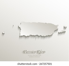 Puerto Rico Map Card Paper 3D Natural Vector