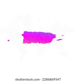 Puerto Rico map in colorful halftone gradients. Future geometric patterns of lines abstract on white background. Vector Illustration Eps10.