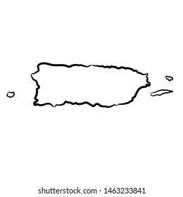 Puerto Rico map from the contour black brush lines different thickness on white background. Vector illustration.