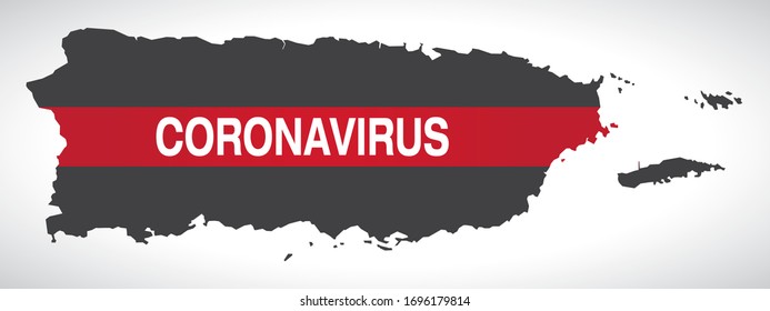 Puerto Rico map with Coronavirus warning illustration