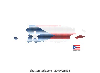 Puerto Rico map design by color of Puerto Rico flag in circle shape, White background with Puerto Rico flag.