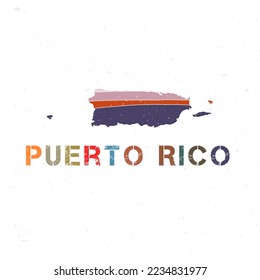 Puerto Rico map design. Shape of the country with beautiful geometric waves and grunge texture. Amazing vector illustration.