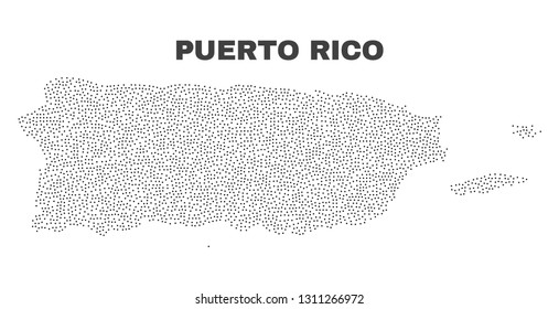 Puerto Rico map designed with small points. Vector abstraction in black color is isolated on a white background. Random small points are organized into Puerto Rico map.