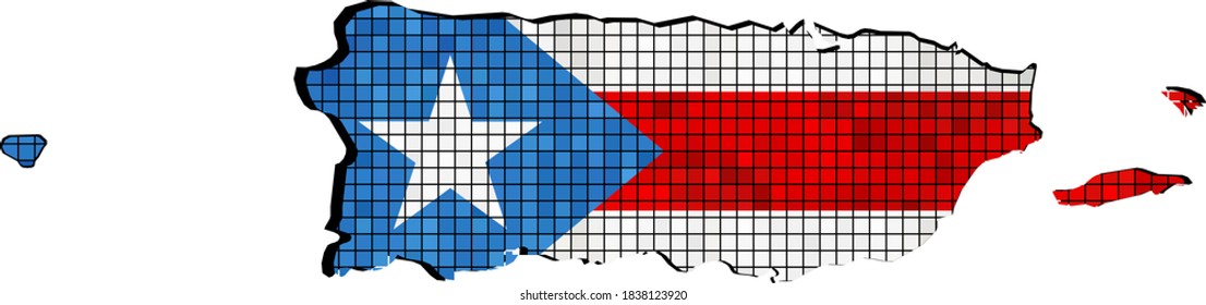 Puerto Rico map with flag inside - Illustration,
Abstract grunge mosaic vector