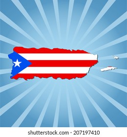 Karte Puerto Rico auf blauem Sonnenburgring