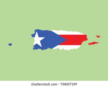 Puerto Rico Map Flag Territory Stock Vector (Royalty Free) 734037199 ...