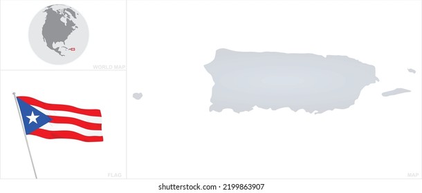 Puerto Rico map and flag. vector