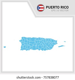 Puerto Rico map and flag in white background